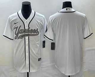 Mens New York Yankees Blank White Cool Base Stitched Baseball Jerseys